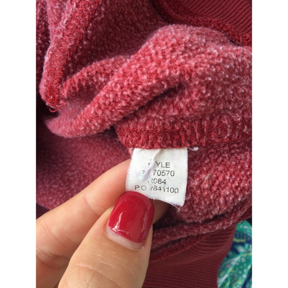 Vintage Lucky Brand womens zip up hoodie sweatshirt M embroidered red Y2K crane - Picture 12 of 12